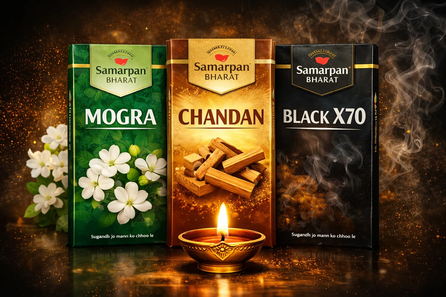 Samarpan Bharat's CHAN-COMBO-70 | Brown White Yu Leaf Powder | 8" size | 100-200 gram | Set of 3 |