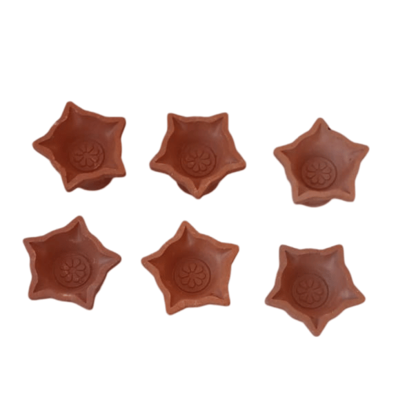 Handmade Star Shaped Clay Diya Set of 6 for Diwali Decoration view 2