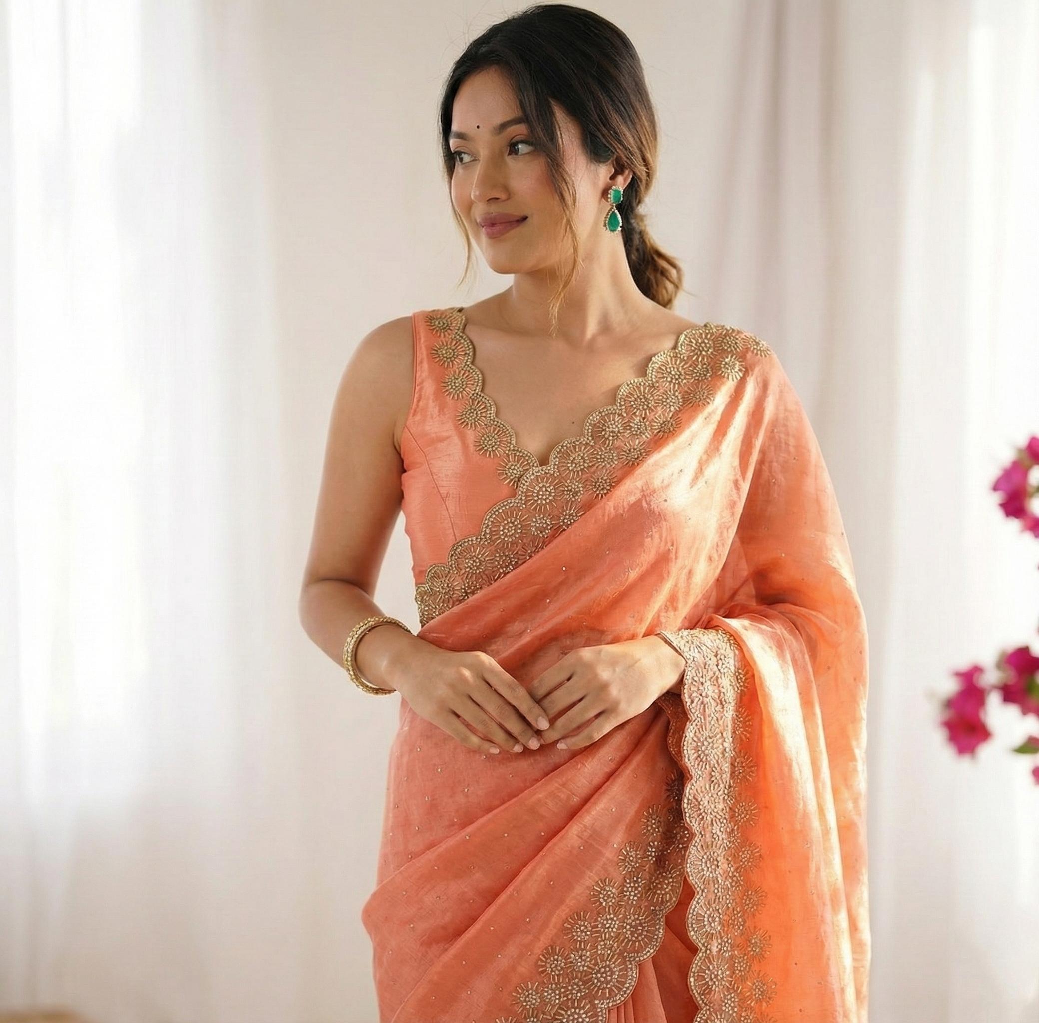 Space Silk Saree with Stone Work view 2