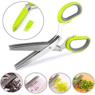 Stainless Steel Vegetable and Herb Scissor with 5 Blade Comb, Cleaning Brush view 2