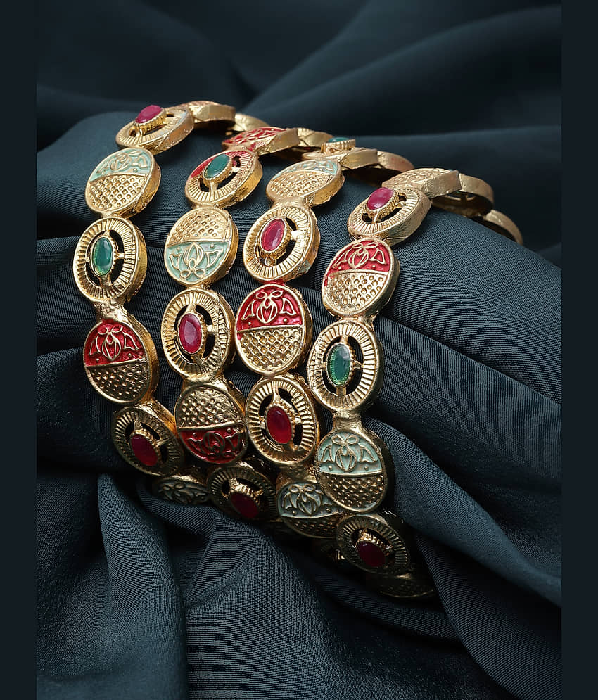 Sukkhi Red Bangle Set ( Pack of 4 ) view 2