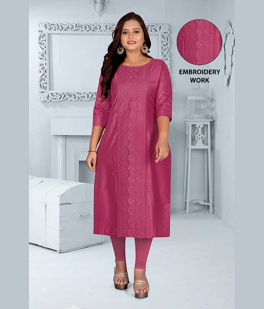 Hetsa Women Chanderi Embroidered A-line Kurti ( Multicolor ) view 2