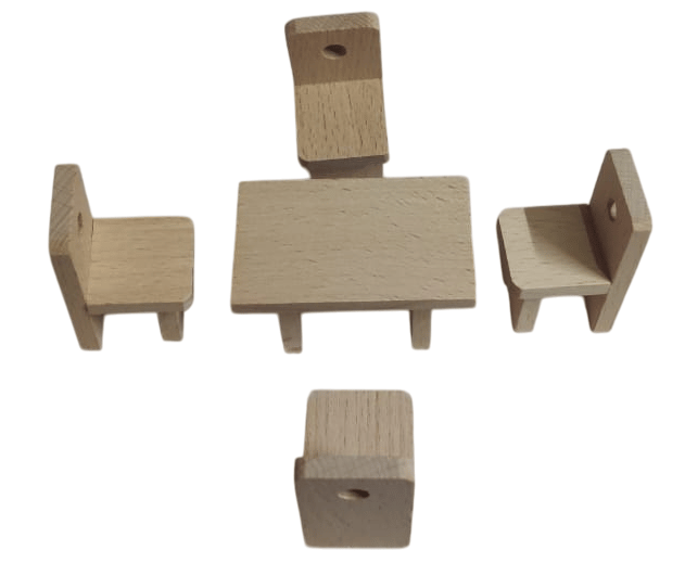 Wood Miniature Table and 4 Chairs Set for DIY Projects and Crafts FOR CHILDREN view 2