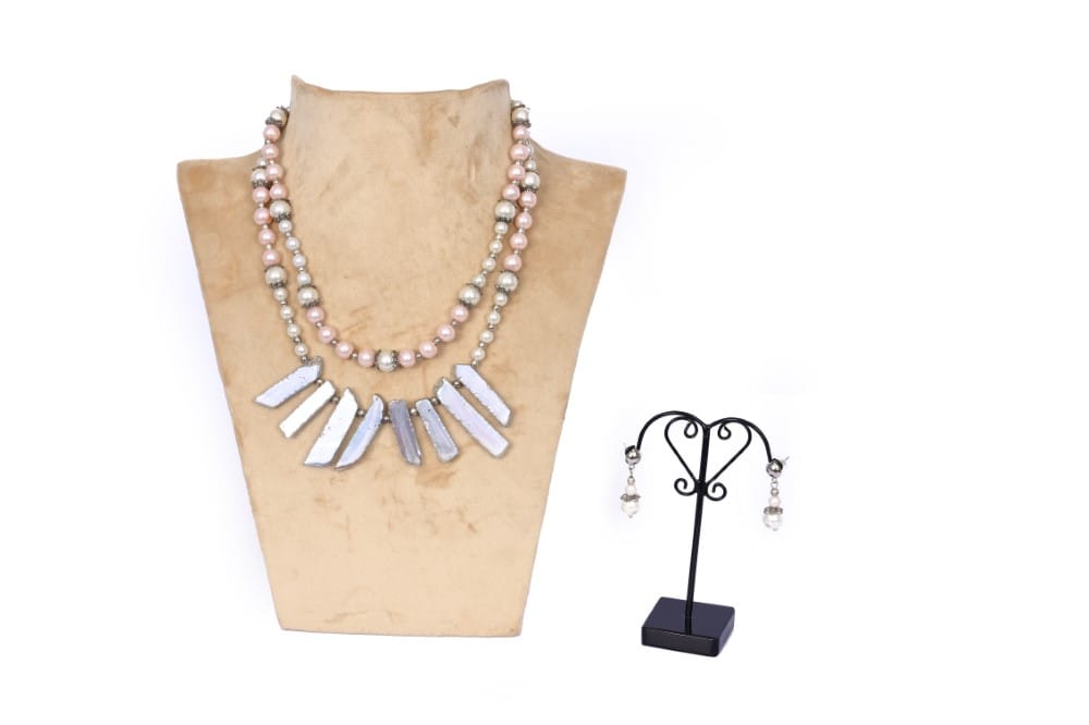 Two Layer Glass and Stone with Necklace view 2
