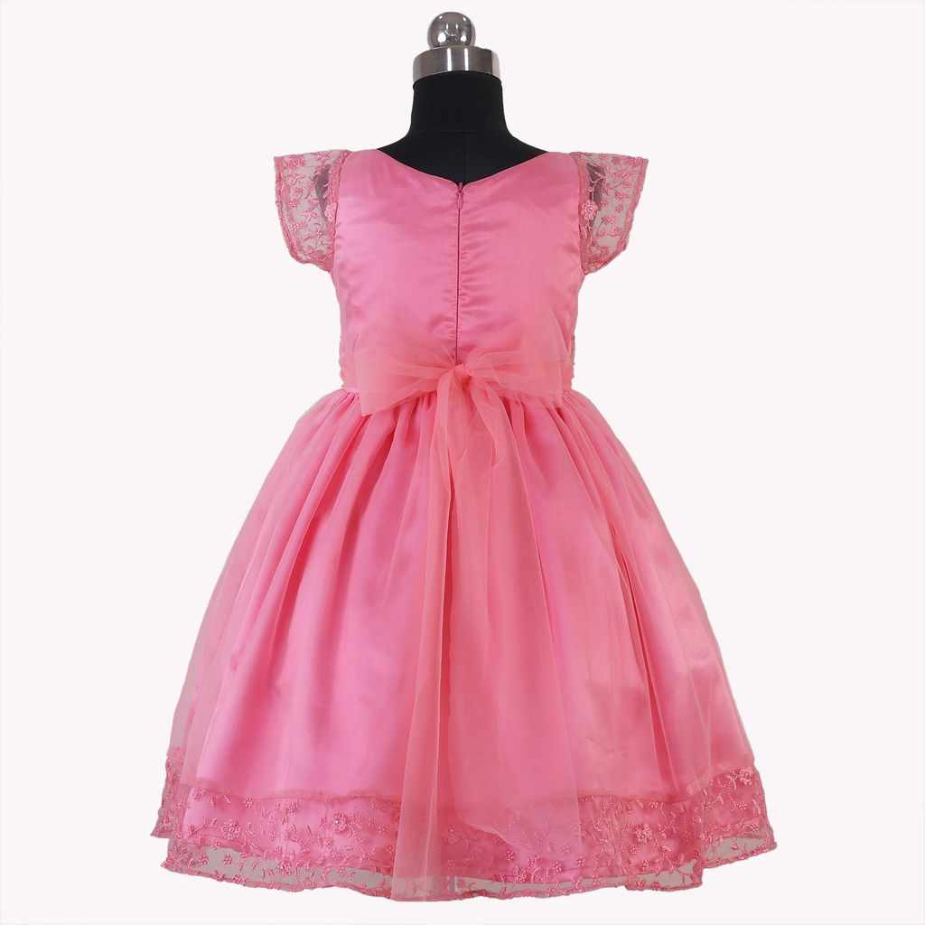 HEYKIDOO Stylish Flower Embroidered Girls Party Dress-Pink view 2