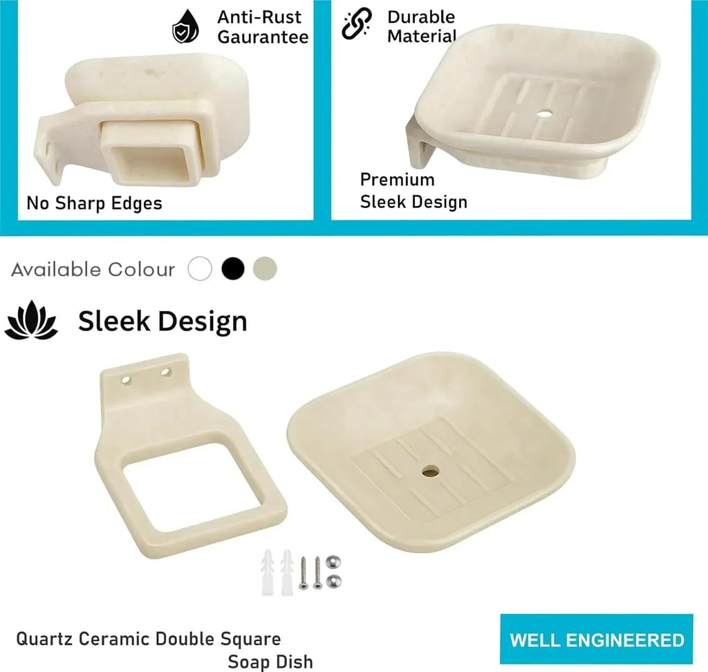 Ivory Soap Dish Unbreakable Abs Square Ceramic Finish (RM-111) view 2