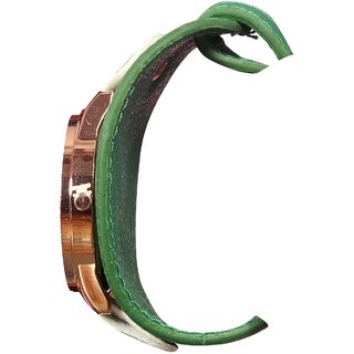 Women Green braslate Fitting Diamond Gloden Dial Brown Belt Girls And Ladies Watches view 2