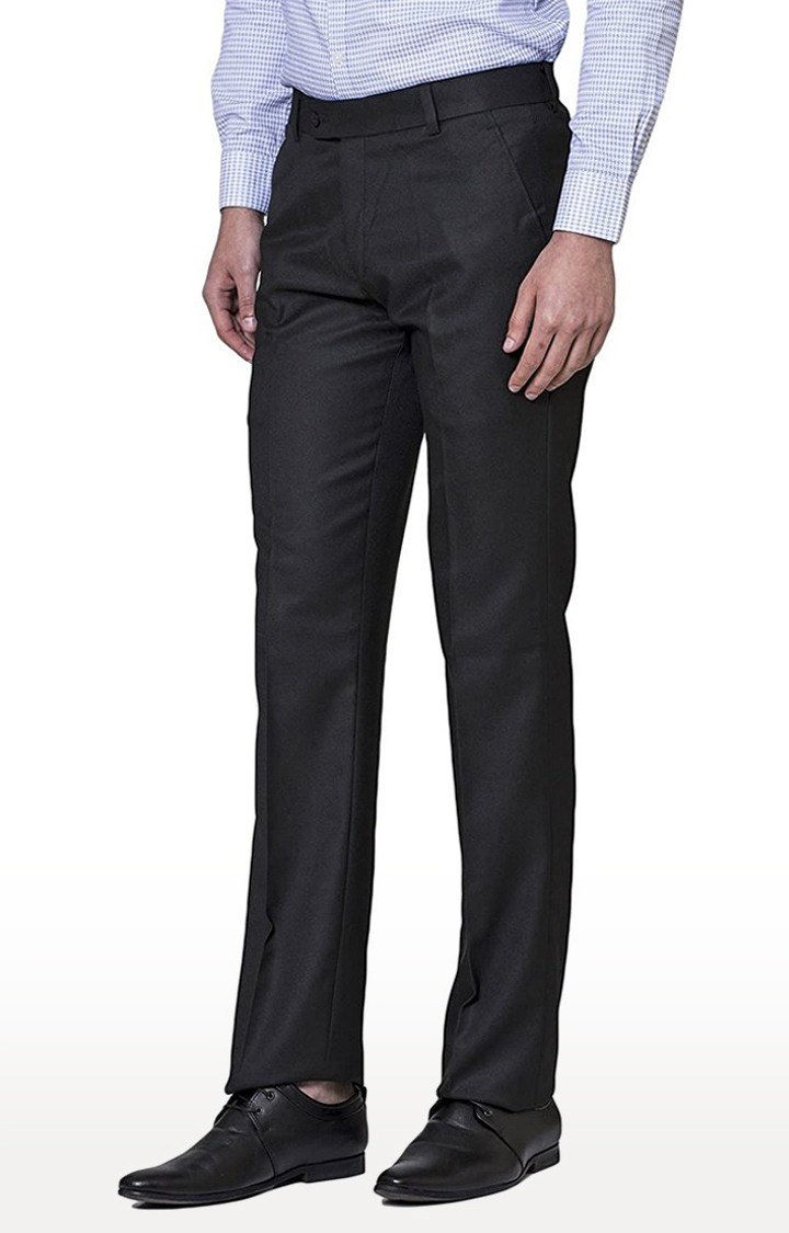 TAHVO Men Black Formal Trousers view 2