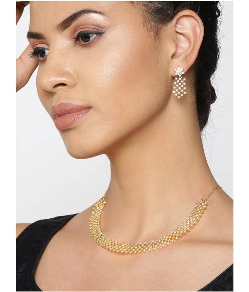 Priyaasi - Gold Brass Necklace Set ( Pack of 1 ) view 2