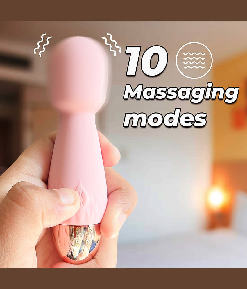 Calmras Mini Pink USB Rechargable Wand Massager, 60min Run Time, 10 Modes, Compact Personal Massager view 2
