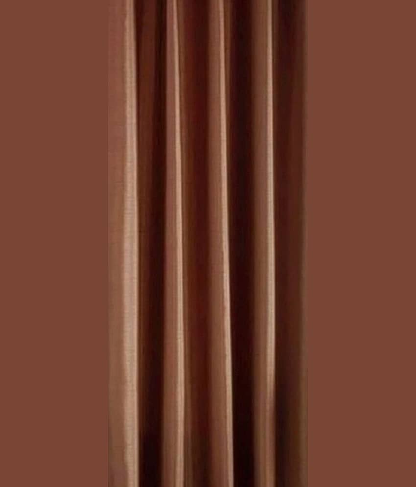 N2C Home Solid Semi-Transparent Eyelet Curtain 7 ft ( Pack of 4 ) - Brown view 2
