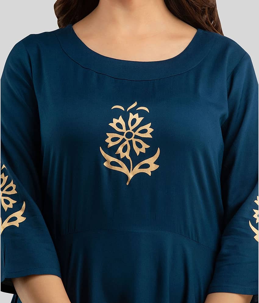 Lee Moda - Navy Rayon Women's Anarkali Kurti view 2