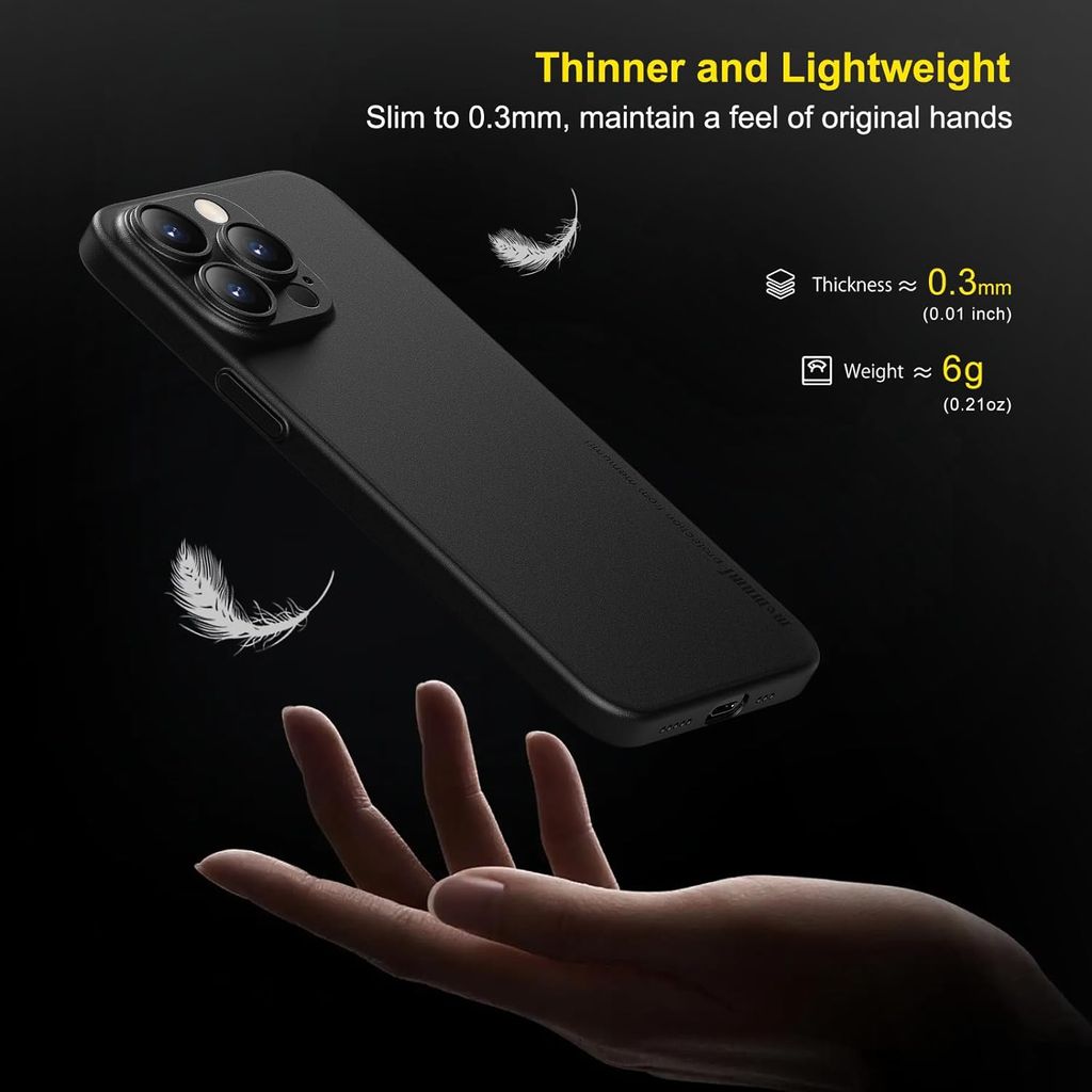 Memumi Ultra Slim 0.3mm Back Cover Case for Apple iPhone 15 Pro (6.1") - Black view 2