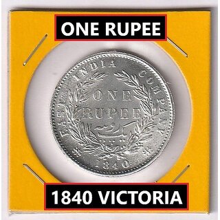 Divided 1 Rupee 1840 Victoria Queen, British India Silver-plated old Collection view 2