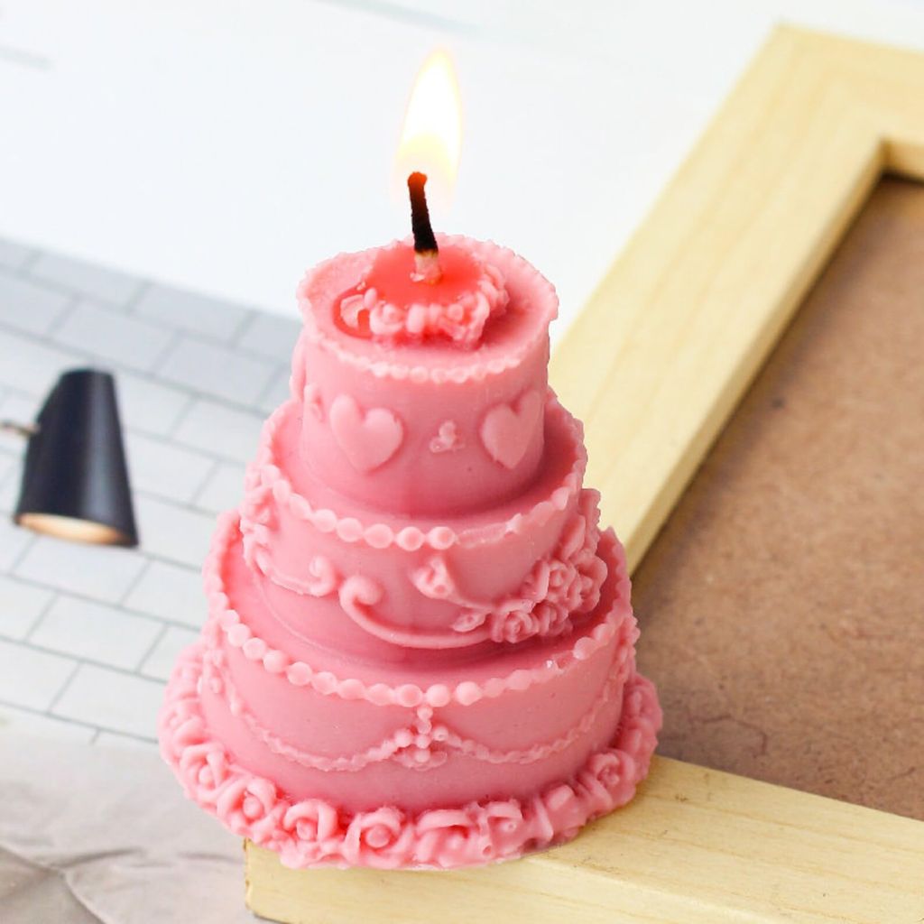 Organic Soy Wax Cake Shape Designer Candle for Decoration | Scented Aromatic Fragrance | Smoke-Free Birthday Cake Candle view 2