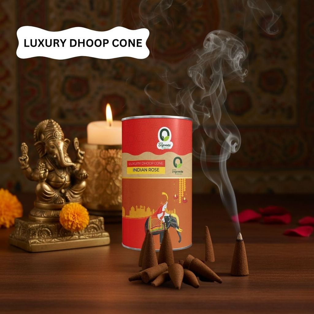 Prime Orgoveda Indian Rose Dhoop Cones | 100% Natural Handcrafted, Long-Lasting Incense Cones (Pack of 40 Cones) view 2