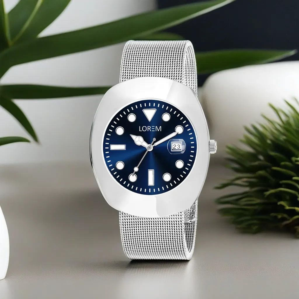LOREM Silver Intermesh Stainless Steel Strap Analog Watch for Men LR141-UF view 2
