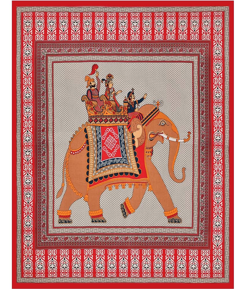 ABHACLOTHO Cotton 1 Single Bedsheet with 1 Pillow Cover ( Red ) view 2