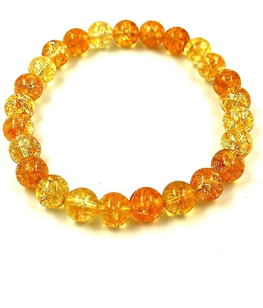 KESAR ZEMS Natural Citrine Stone Bracelet Stretchable Bracelet For Unisex (10 x 2 x 1 CM) Orange. view 2