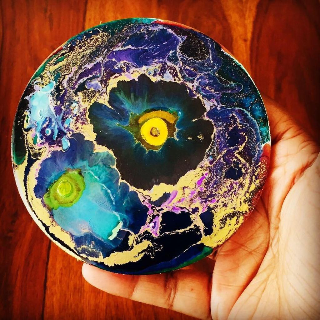 BLUE - GOLDEN RESIN ART COASTER view 2