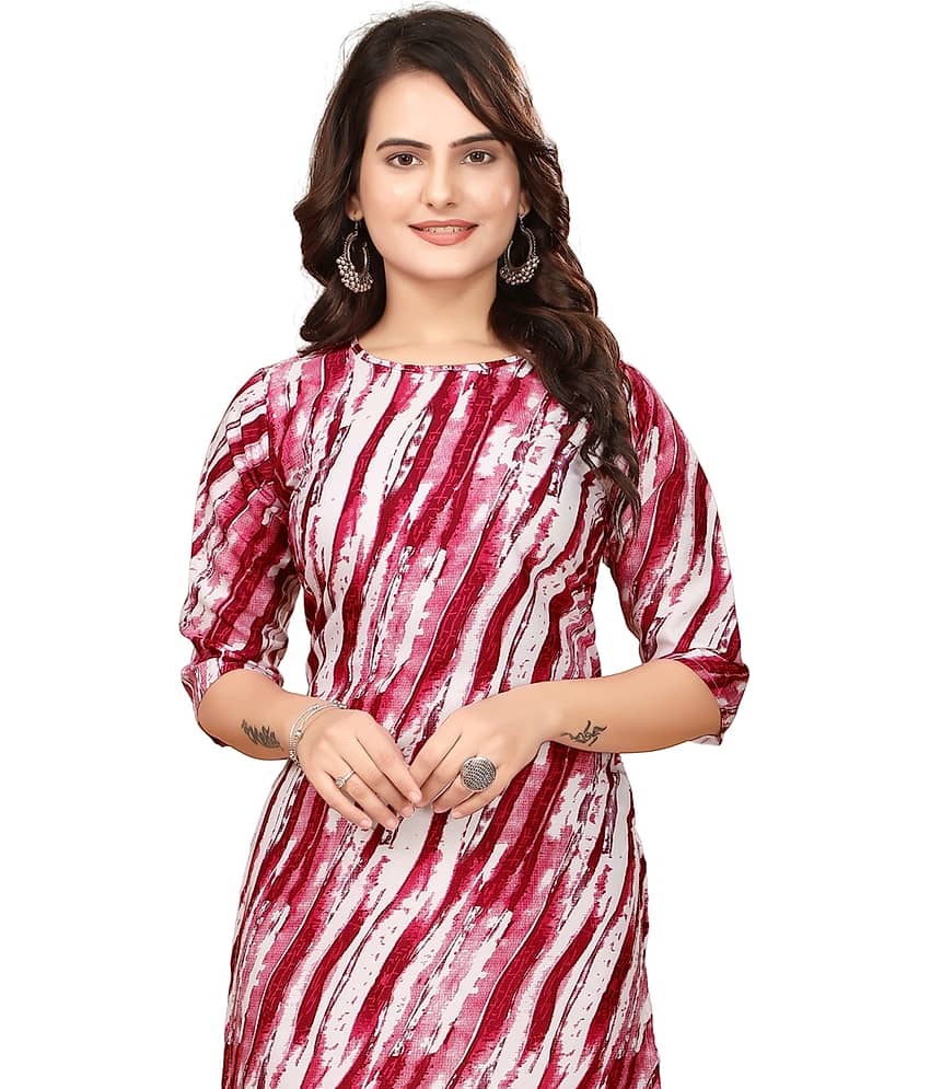 vfachharaj group Crepe Printed Straight Women's Kurti - Red ( Pack of 1 ) view 2