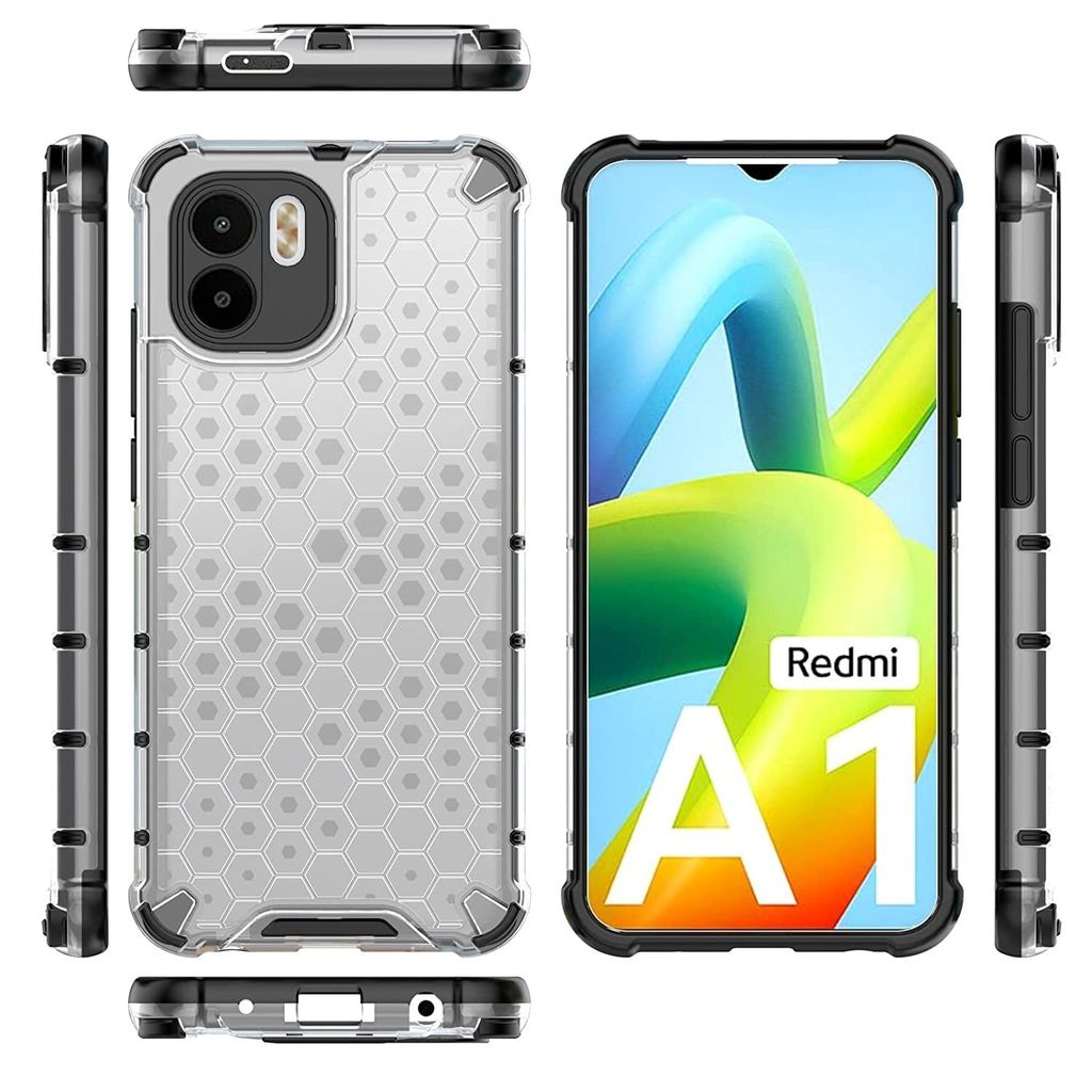 Faircost Hybrid Shockproof Back Cover for Redmi A1 Hard Outside Soft Inside- (Polycabonate::Transparent) view 2