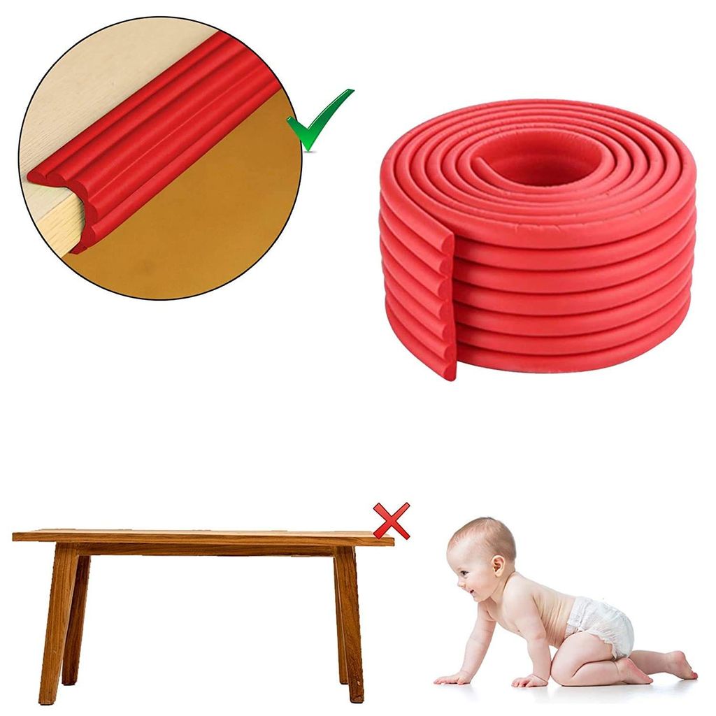 Safe-O-Kid' (Set of 4), Soft Cushioned 6.4 Ft / 2 Mtr Multi Functional Edge Guards with Strong 3M Adhesive, Safety for Sharp Edges for Babies-Red view 2