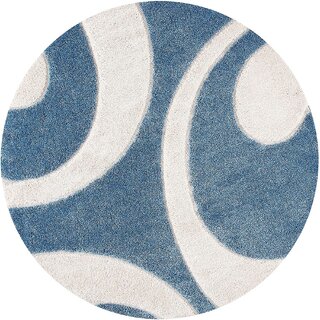 GALLERY HOME Silky Smooth Anti-Skid Shaggy Round Carpet with 2 inch Thickness (4 x 4 Round, Blue S4) view 2