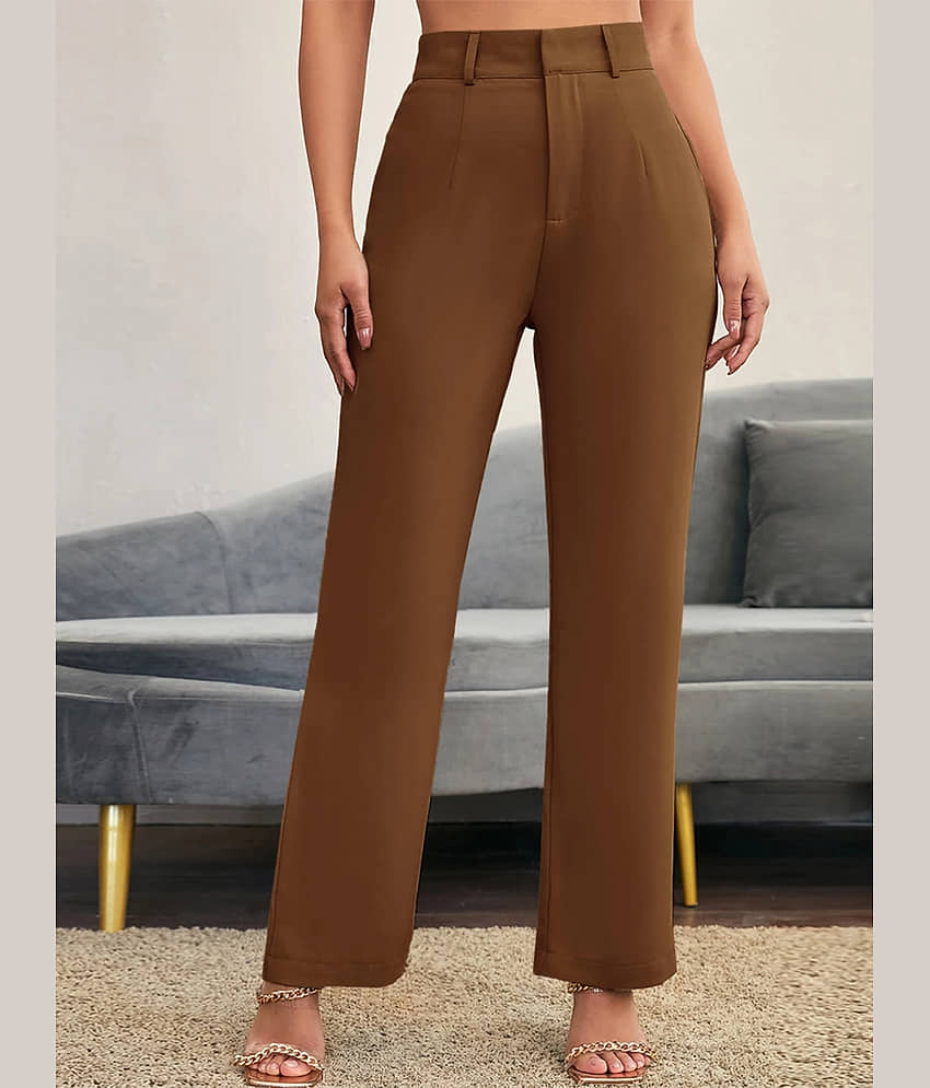 CHALODIA Women Cotton Blend Formal Trousers ( Brown )