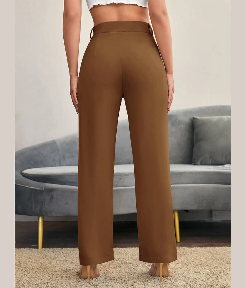 CHALODIA Women Cotton Blend Formal Trousers ( Brown ) view 2