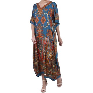 Ukal Combo Pack of 2 Women's Kaftan Dress Cover Up Nightwear Nighty Gown V-Neck Dress view 2
