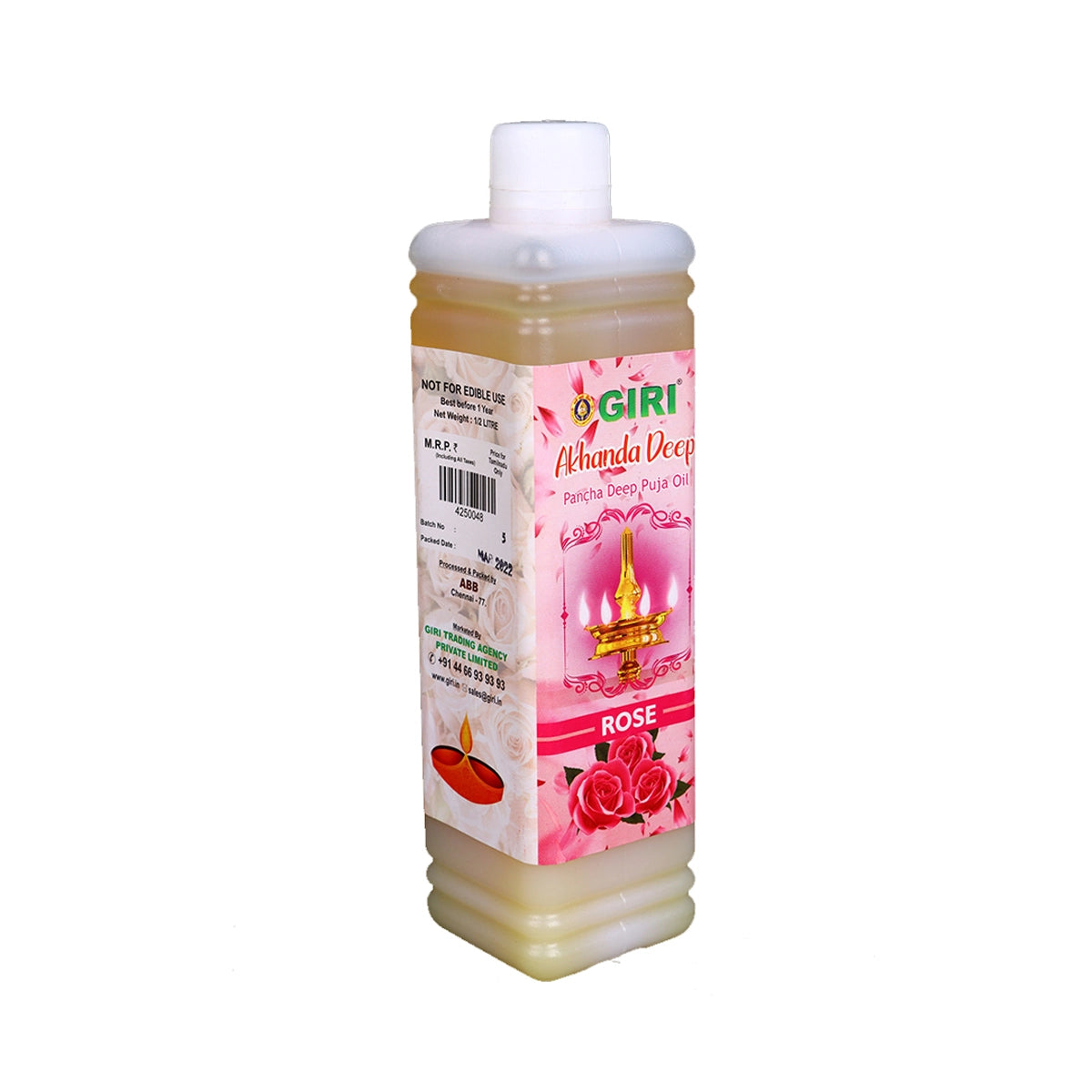 Giri Akhanda Pancha Deep Pooja Oil | Lamp Oil | Vilakku Oil | Deep Oil for Puja Rose 500ml view 2