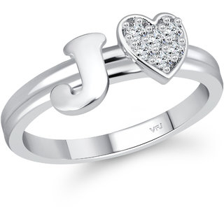 VFJ cz alloy Rhodium plated Valentine collection Initial"J"Letter with heart ring view 2