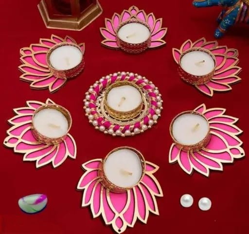Lotus rangoli with tealight view 2