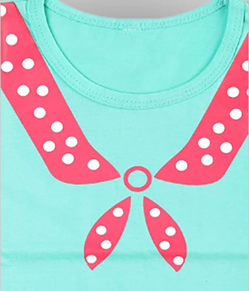 CATCUB Pack of 1 Girls 100% Cotton Top With Shorts ( Green ) view 2