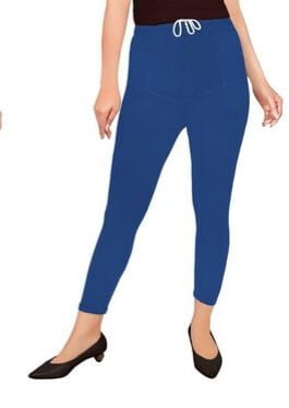 Slim Fit Free Size Churidaar Ruby Cut Leggings for Women and Girls - Royal Blue view 2