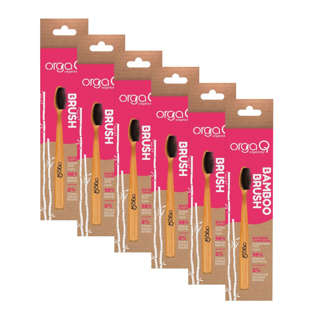 Orgaq Organicky Natural Bamboo ToothBrush With Charcoal Infused Castor Bean Bristle for Oral Care | Eco Friendly