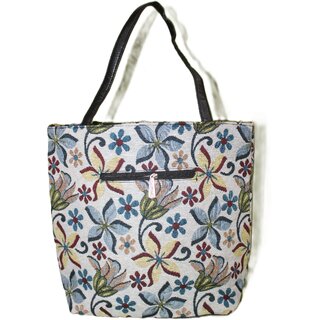 Floral Tapestry Tote Bag with PU Leather Handles view 2