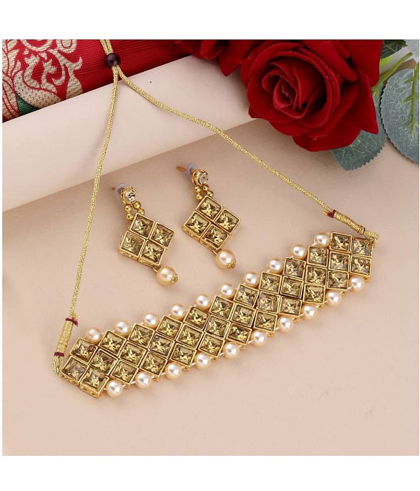 Silver Shine Alloy Golden Contemporary/Fashion Necklaces Set Choker view 2