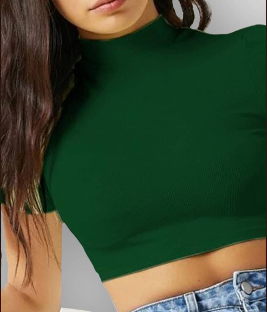 Dream Beauty Fashion Women's Polyester Crop Top ( Blue ) view 2