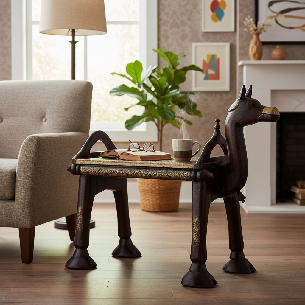 Wooden Camel Shaped Coffee Table-End Table view 2