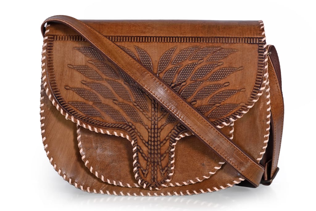 JITENDRA CHITARA; Vintage Genuine Floral Leather Crossbody Sling Bag For Womens.