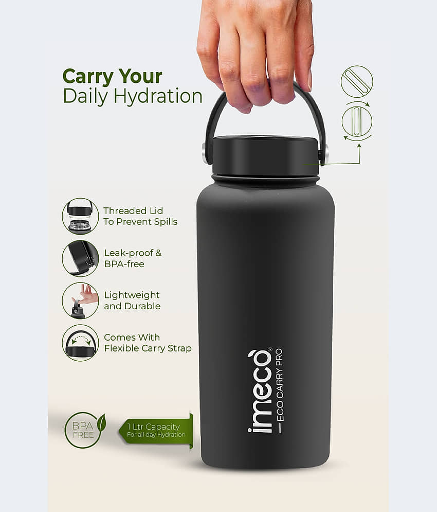 IMECO ECO CARRY PRO Stainless Steel Water Bottle | Black Stainless Steel Water Bottle 1000 mL ( Set of 1 ) view 2