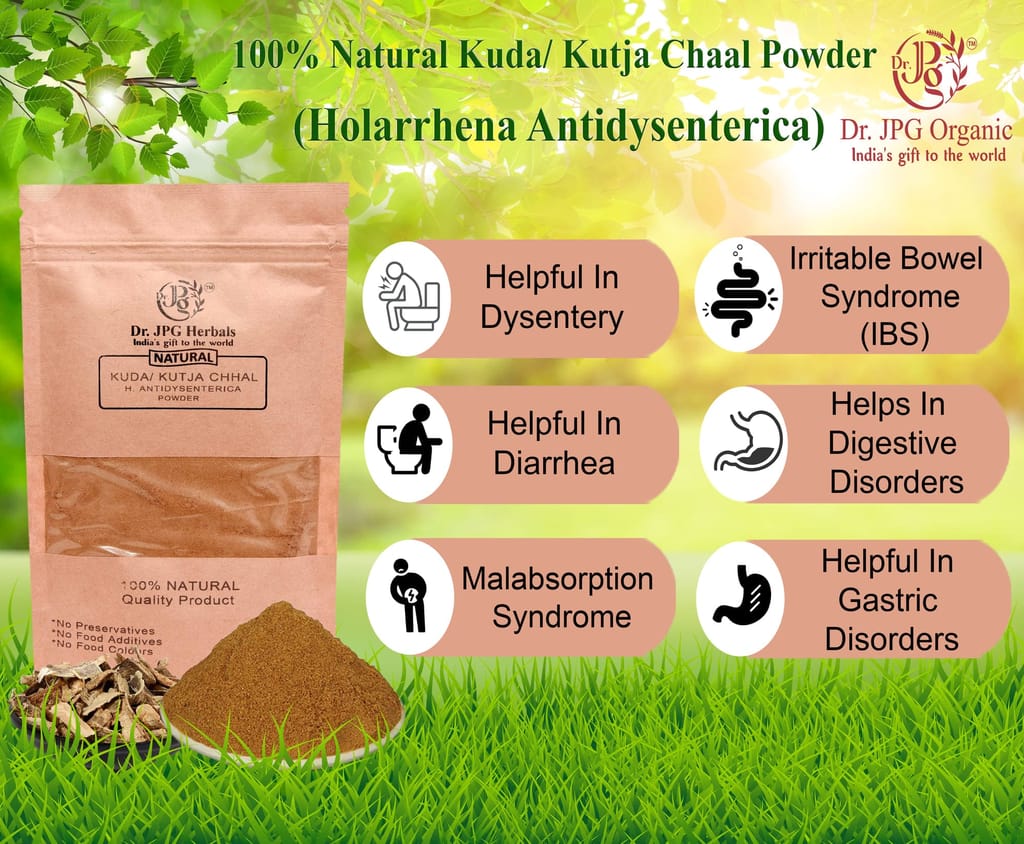 Dr. JPG Organic Herbals Kuda Chaal Powder 200g / Kutaj Chaal Powder/Holarrhena Antidysenterica/ISO & GMP Certified view 2