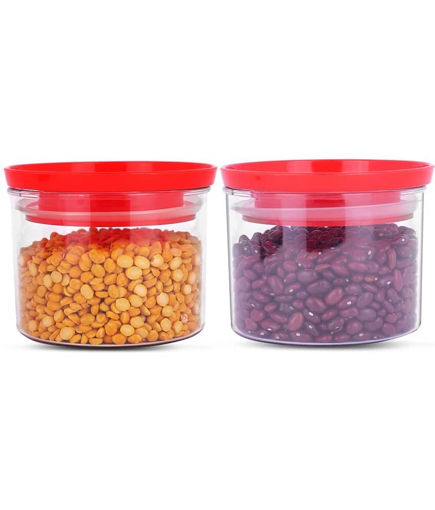 HomePro - Round Container | Airtight | Silicone Cap | Red | Plastic Utility Container | Set of 2 - 500 ml view 2