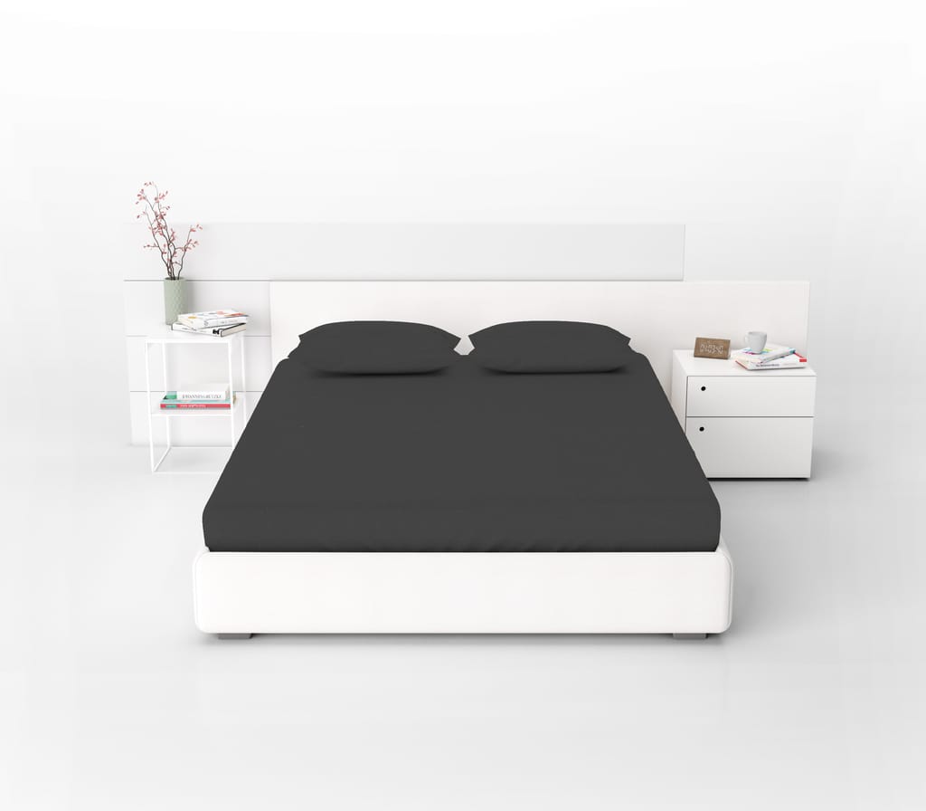 ChannStudio Bedsheet Collection 400 TC Cotton King Size 78"x72" with 2 Pillow Covers (Black) view 2