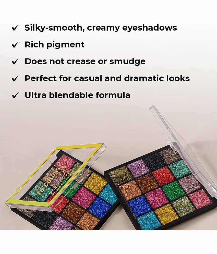 Adbeni Naughty Glow 16 Color Shimmery Eyeshadow Palette 25gm, (Shade-01) view 2