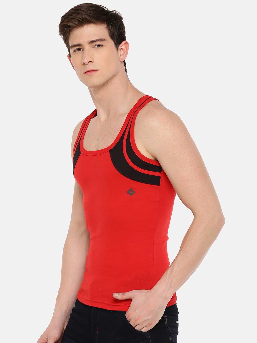 Men's Assorted Pack of 3 Solid Combed Cotton Racerback Styled Gym Vest view 2
