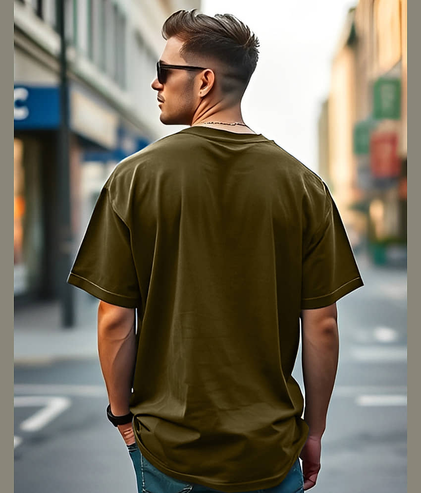 ENITOR Men Cotton Blend Oversized Fit Printed T-Shirt ( Green ) view 2