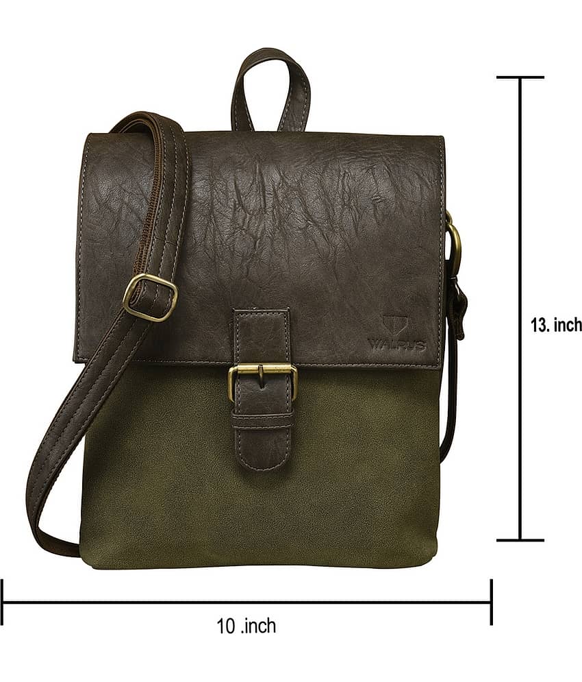 Walrus Green Solid Messenger Bag view 2